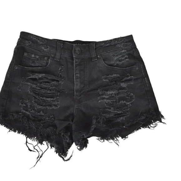 American Eagle Vintage Hi-Rise Festival Jean Shorts Distressed Size  0 - Picture 2 of 13
